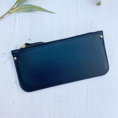 Picture of handmade personalised leather clutch purse UK 