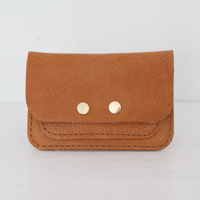 Picture of personalised tan card purse, women's small tan purse UK, small tan leather purse UK