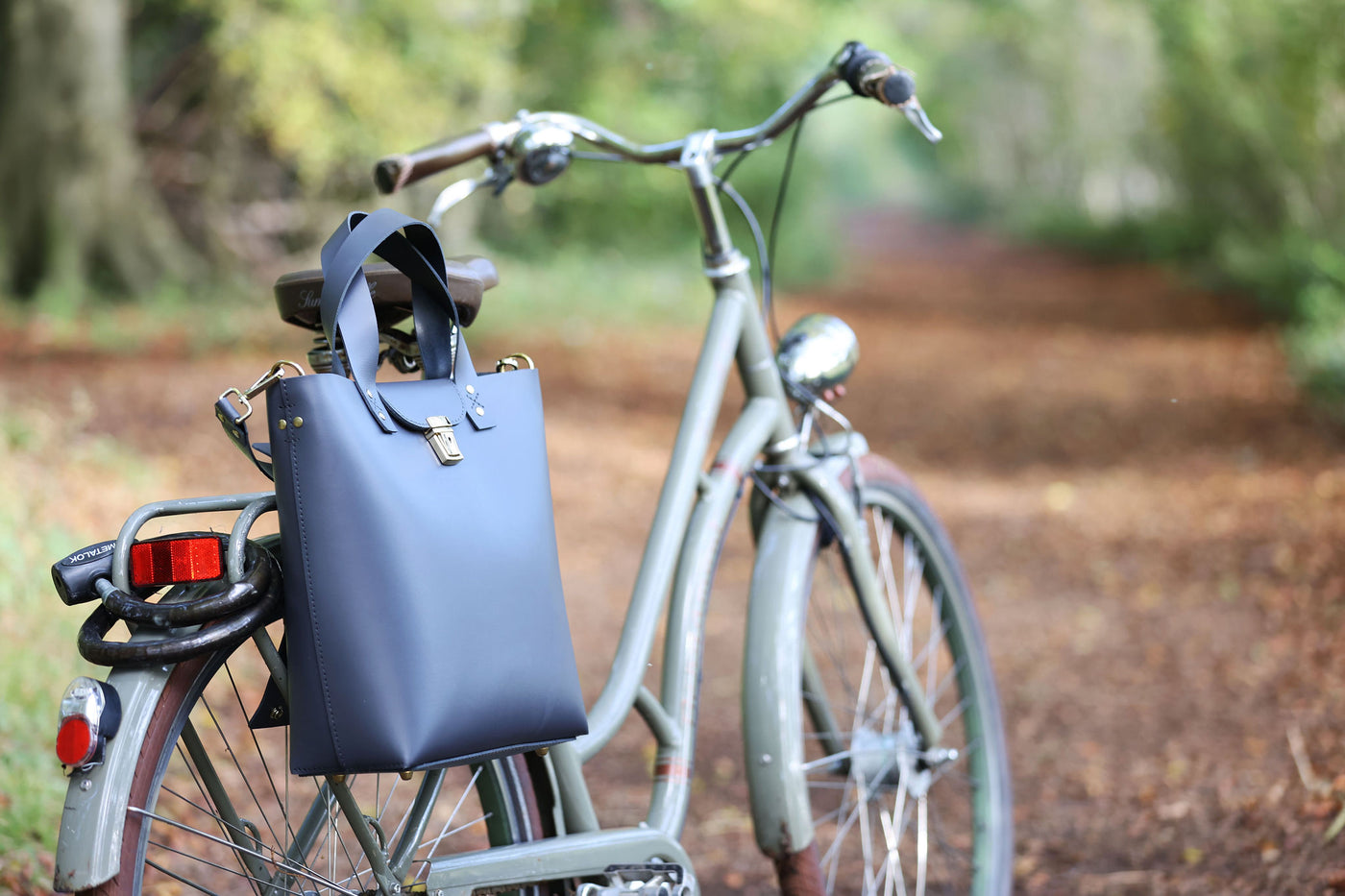 Women's Stylish Leather Bike Bag - black bucket bike bag