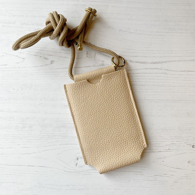 Picture of seashell cream personalised leather phone bag , women's crossbody phone bag UK, personalised phone bags UK