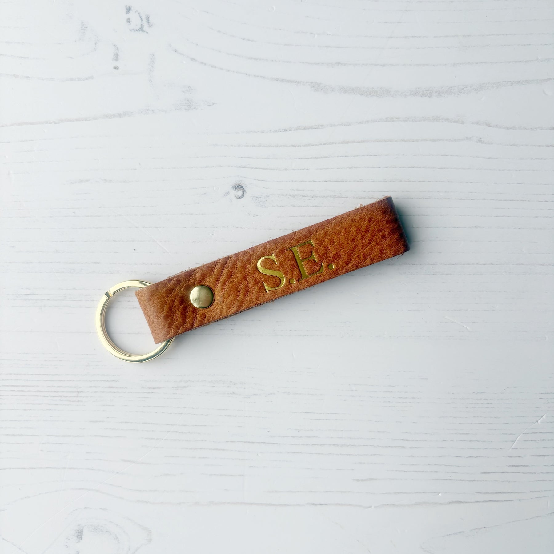 Tan Personalised Leather Keyring | Pedal & Brass