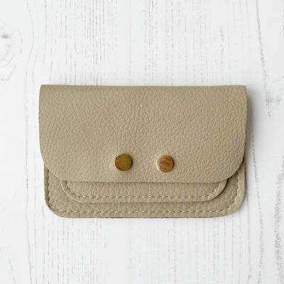 Picture of personalised Nude leather card purse (British made women's small leather purse)