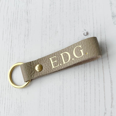 Picture of British-made sustainable nude leather keyring with free personalisation - UK leather accessories