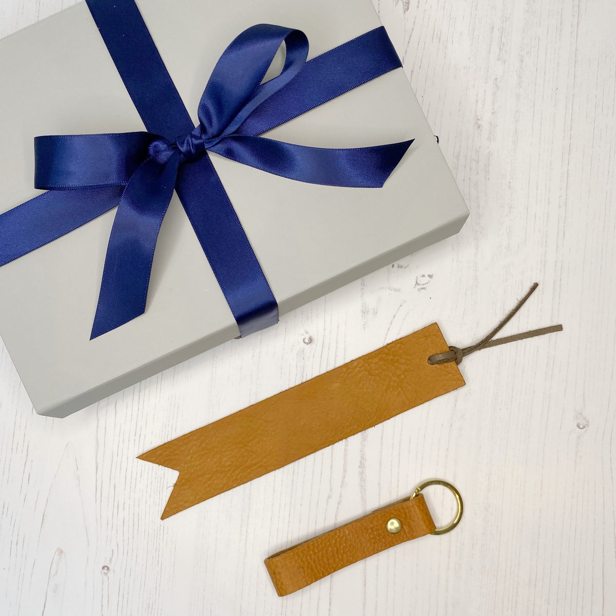 Luxury Leather Bookmark and Keyring Gift Set | Pedal & Brass